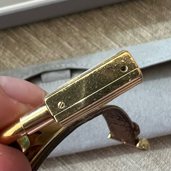 HERMES KELLY Watch Womens Gold Plated Yellow Leather Band - Picture 6 of 9